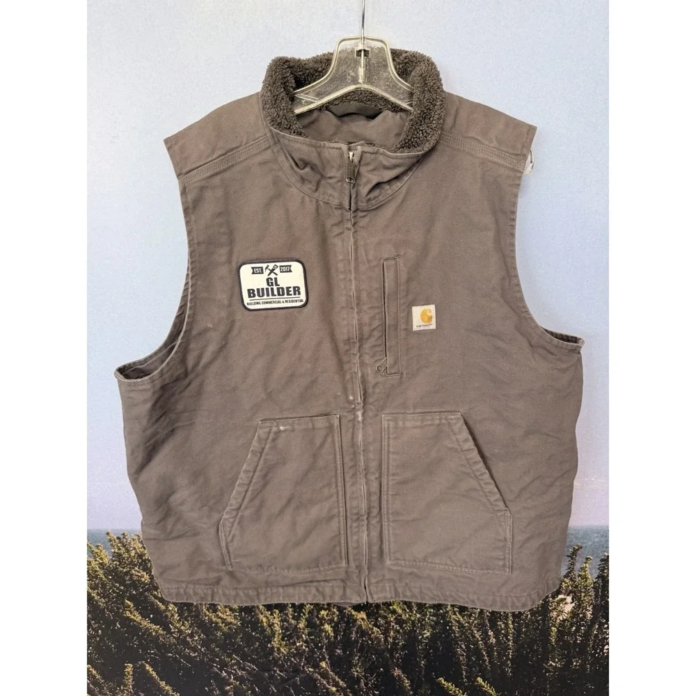 Carhartt Loose Fit Vest Mens XL Washed Duck Sherpa-Lined Patch